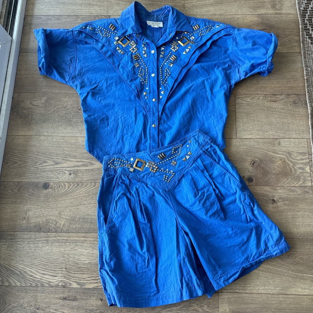 Rare! Vintage 80s Glam Western Embellished Cache short set